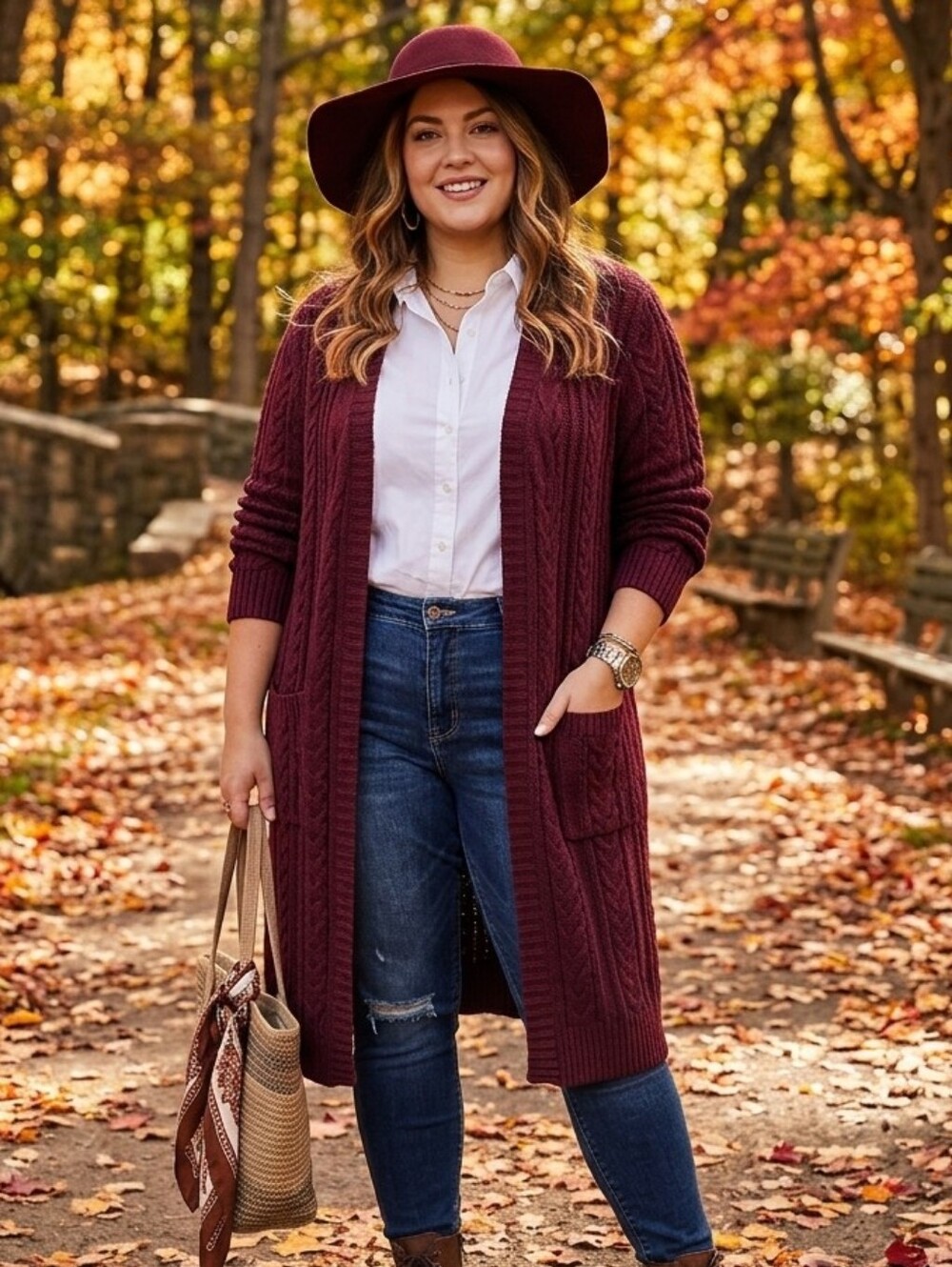 Torrid Burgundy Cable Knit Open Front Longline Cardigan - Size 2 (2X)
